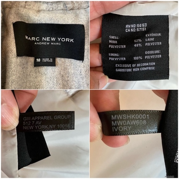Marc New York Paige Wool Blend Bouclé Coat - Ivory Gray Women’s Size 10 - Picture 17 of 17